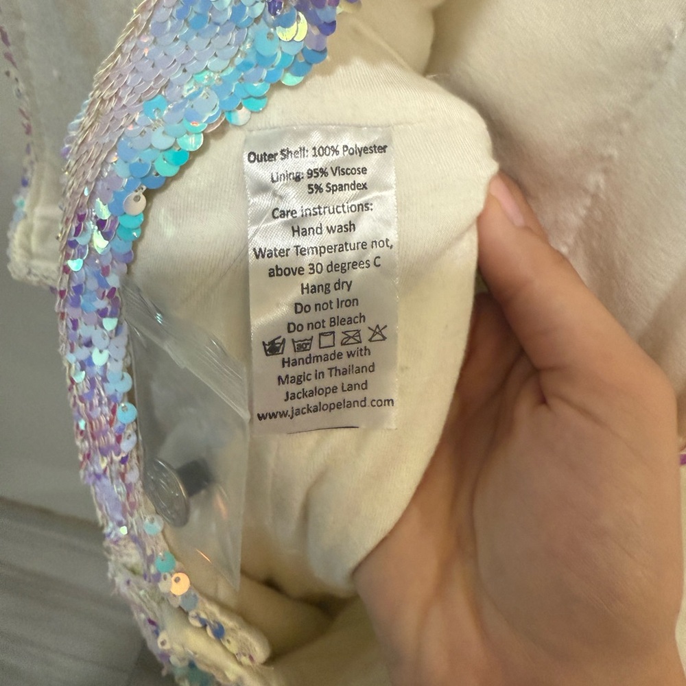Jackalope Land Unicorn Moonbeam Short Sequin Overalls Short Size S - Picture 9 of 9